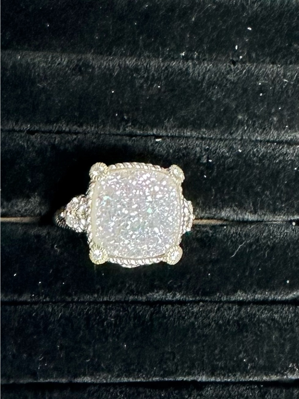 Judith Ripka 925 Sterling Silver Quartz Druzy Cocktail Ring Sz 8 Statement Bold - Picture 8 of 8